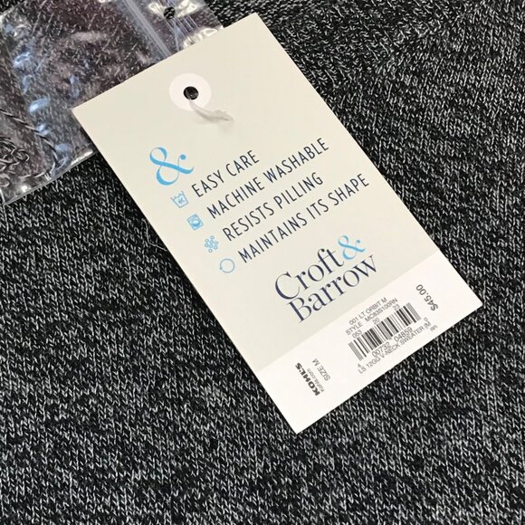 Croft & Barrow Easy Care Sweater Black Marled Long Sleeve V-Neck Mens Medium NEW - Picture 7 of 10